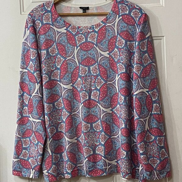 Talbots Sz 3X Womens Sweater Pullover Long Sleeve Cotton/Tencel Multi Paisley - Picture 1 of 9